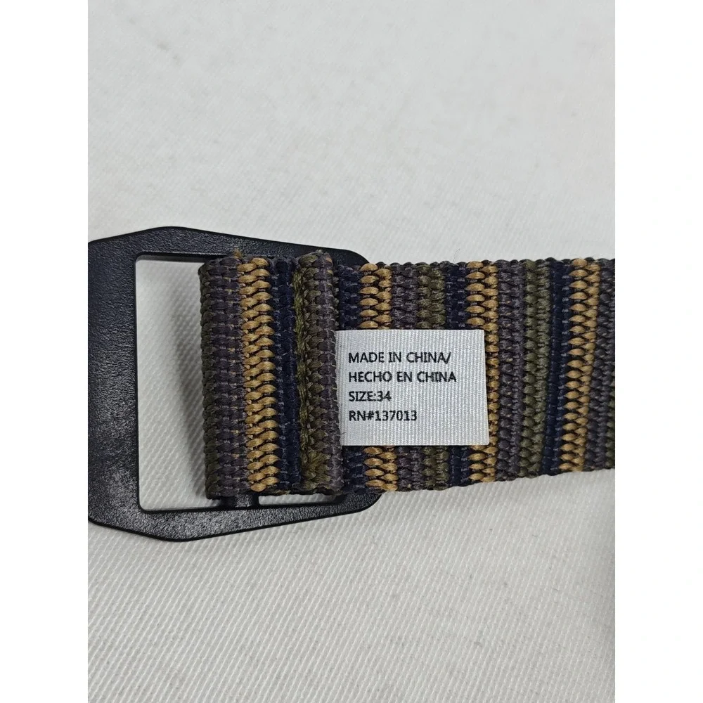 Orvis Woven Slip Through Belt Size 34 Striped Brown Striped‎ Adjustable